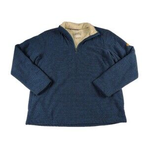 Orvis Men’s Large Sherpa Lined Quarter Zip Pullover Fleece Blue Sweater Jacket